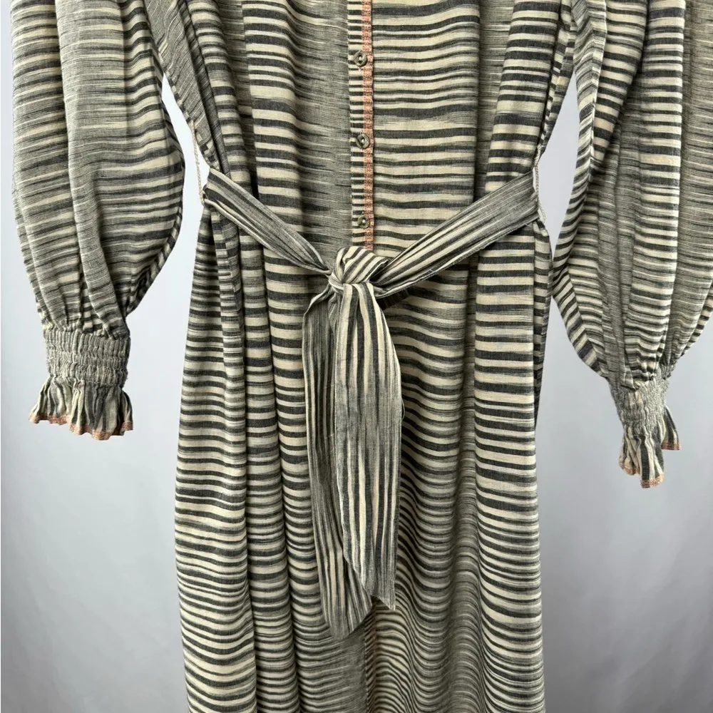 Ulla Johnson Fiora Cotton Long Sleeve Stripe Dress in Neutral Size‎ 12 - Image 7