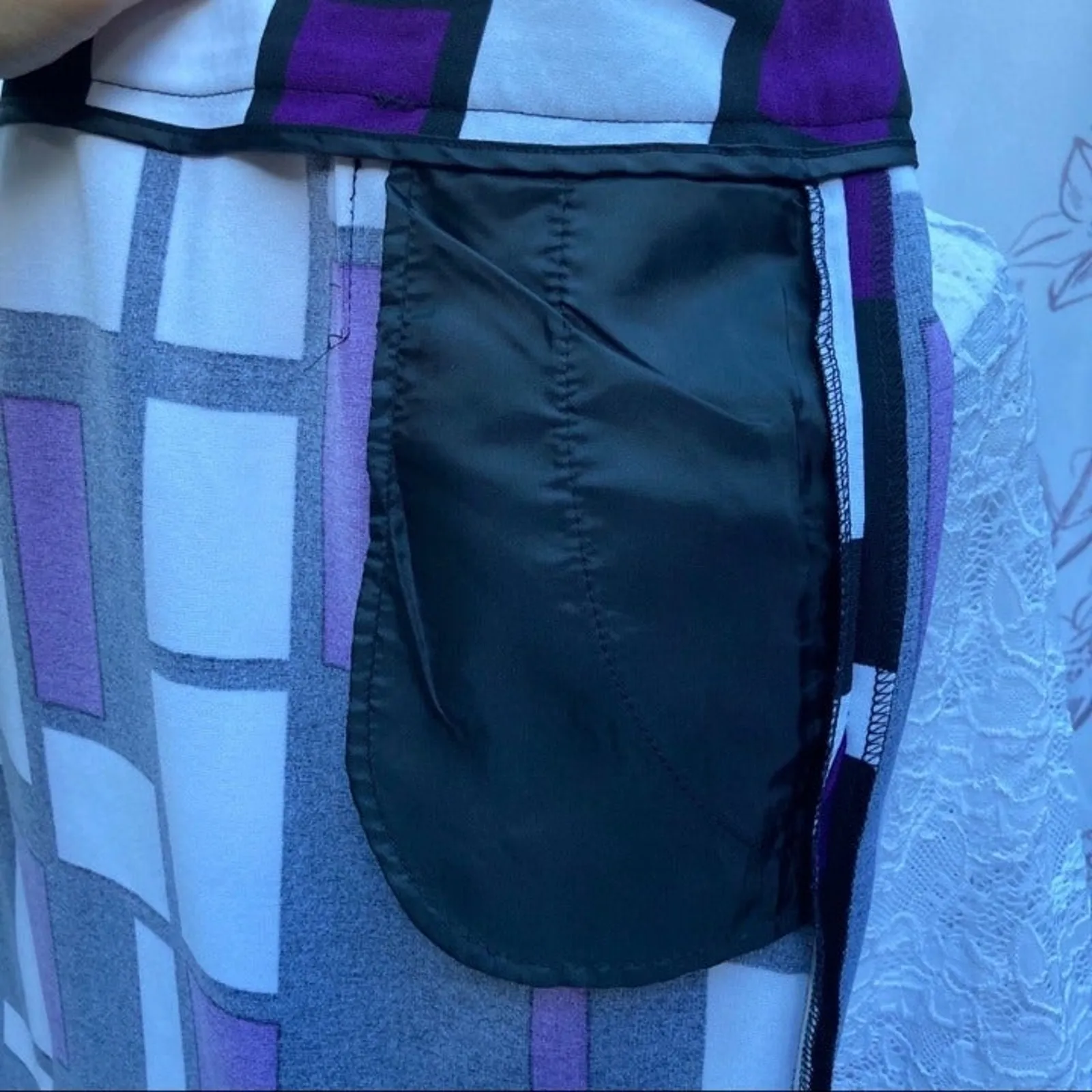 Premise pencil skirt size 8 preppy office graphic purple colorblock - Image 6