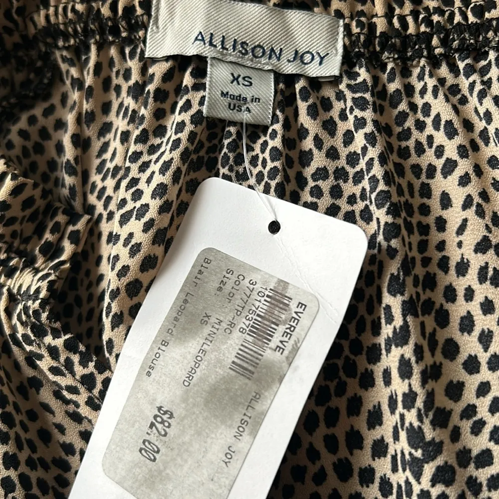 New Evereve’s Allison Joy Long Sleeve V-Neck Animal Print Ruffle Collar Blouse - Image 8