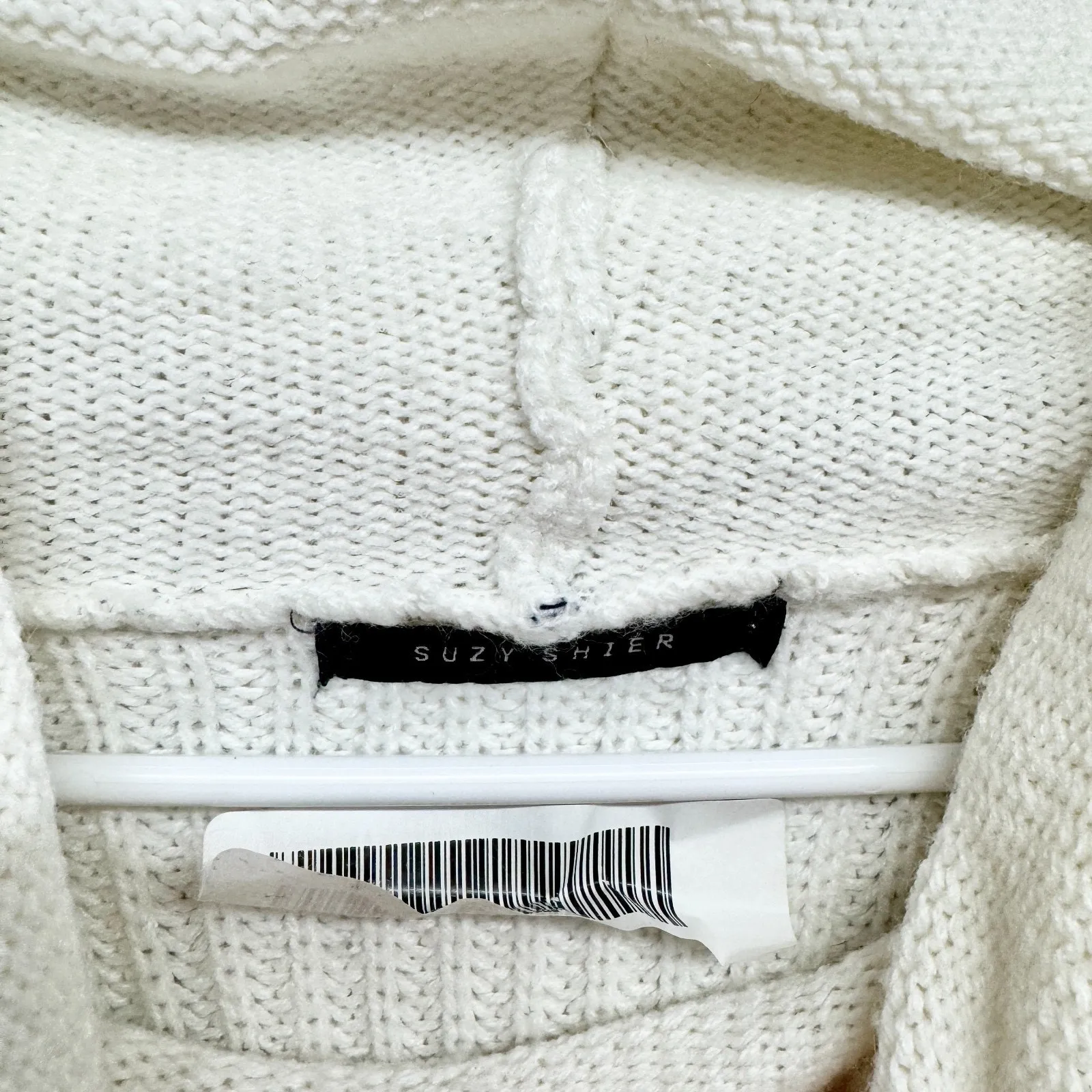 Suzy Shier Sweater Women Cream Knit Long Sleeve Turtleneck Side Slit Casual Cozy - Image 5