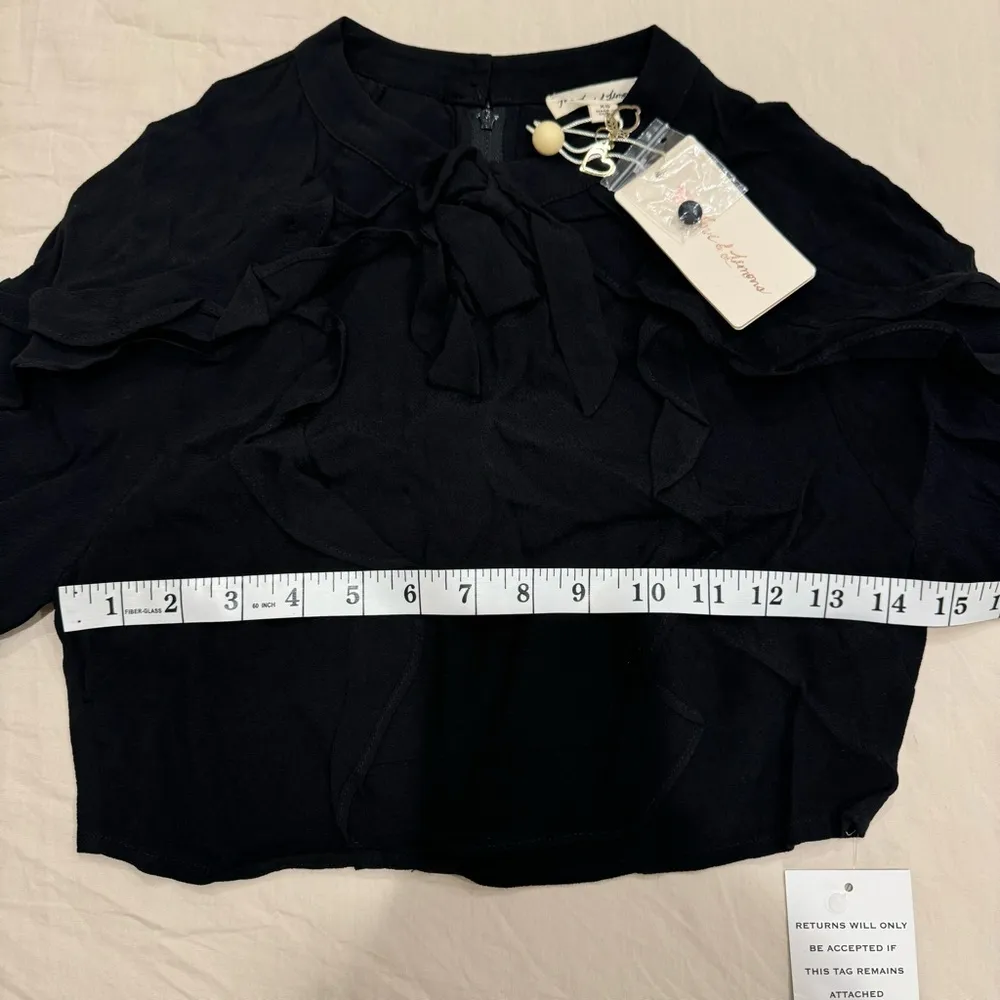 For Love & Lemons | Revolve Poppy Ruffle Cropped Blouse | Black | Size XS - Image 8