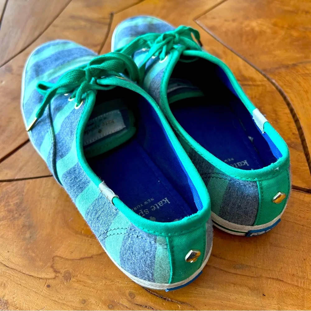 Kate Spade KEDS Sneakers Teal Blue Stripe Size 7 Women - Image 3