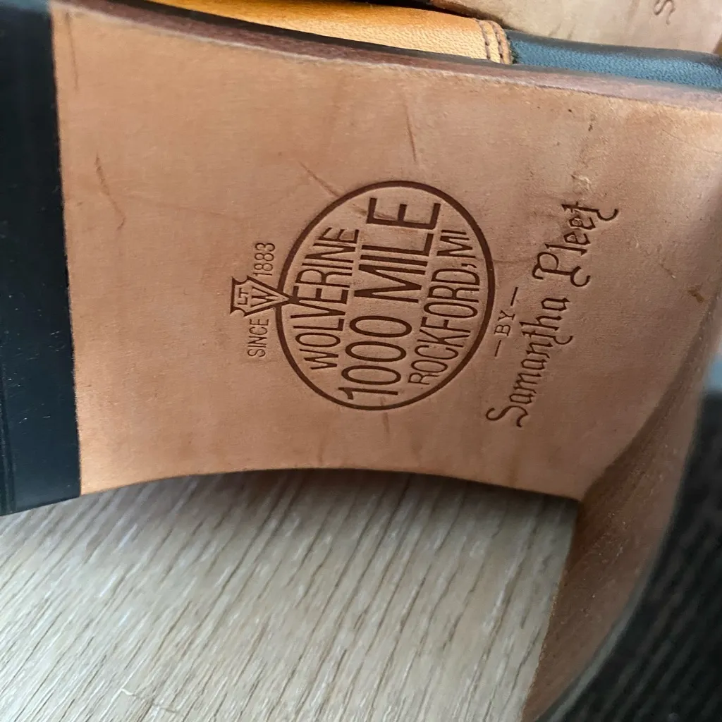 Wolverine Samantha Pleet Tan & Black 1000 Mile Bonny Leather Ankle Boots Sz 9.5 - Image 11