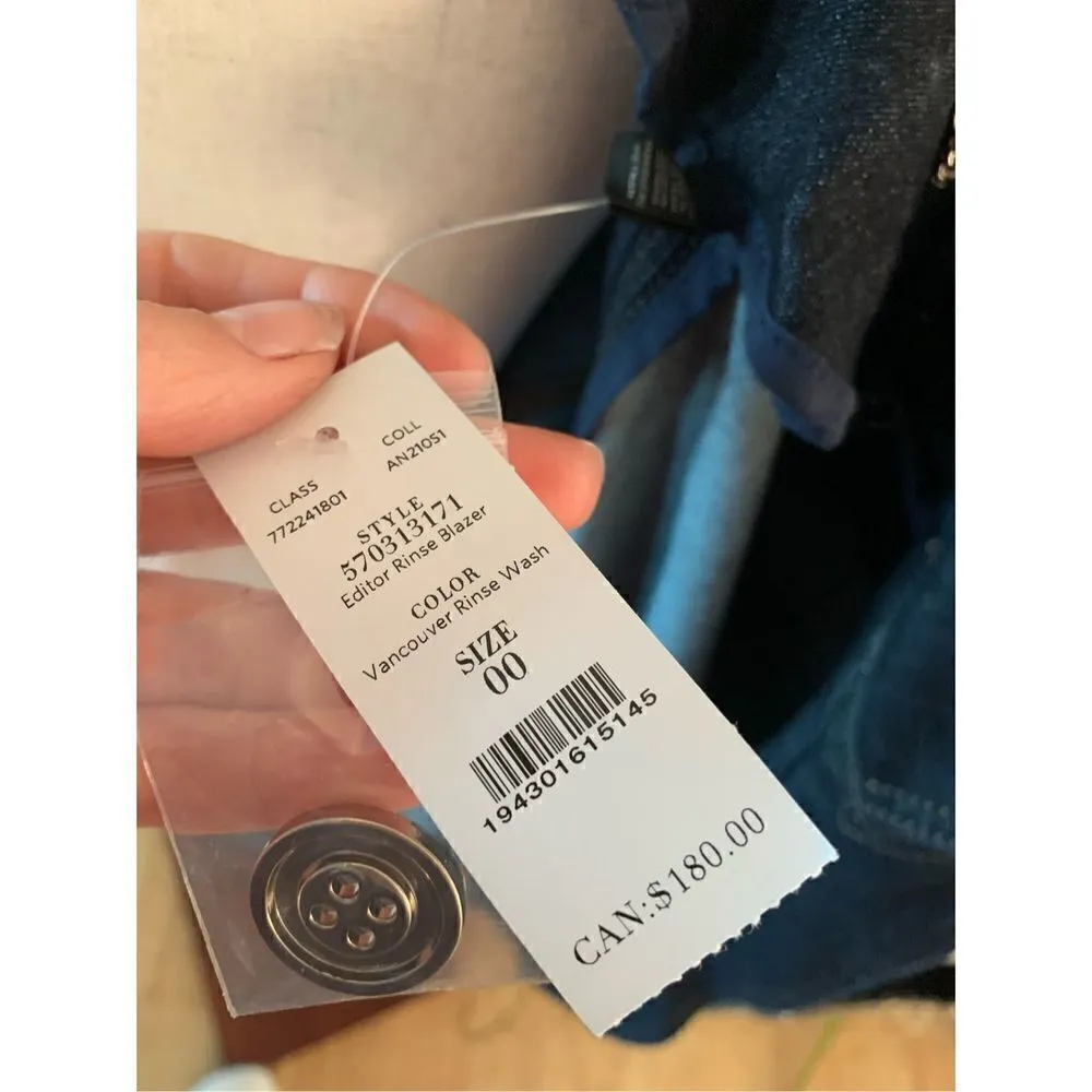 White House black market starchy Jean jacket dark blue/black size 00 - Image 5