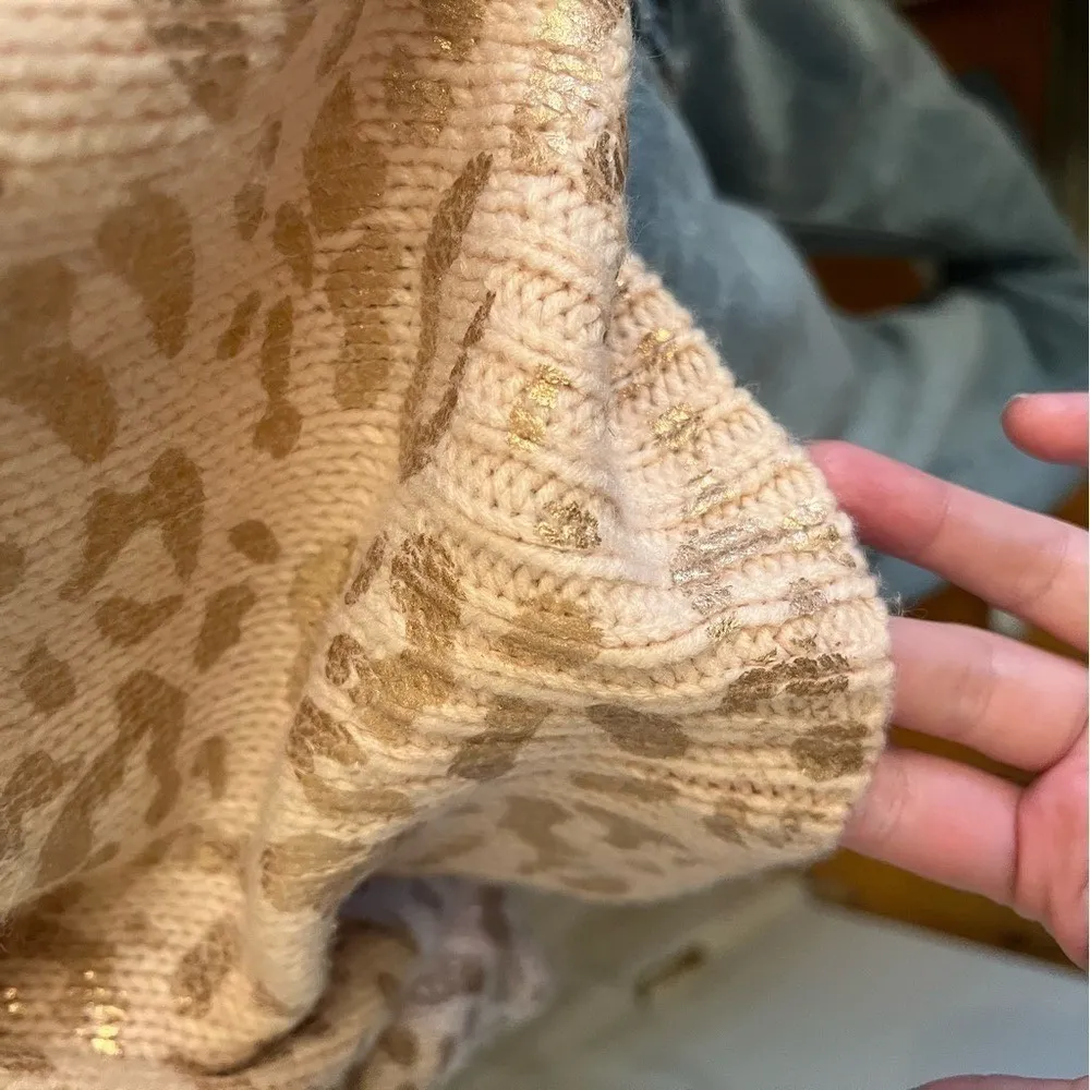Andthewhy Rose Gold Metallic Cheetah Print Sweater Oversized Chic 1X - Image 8