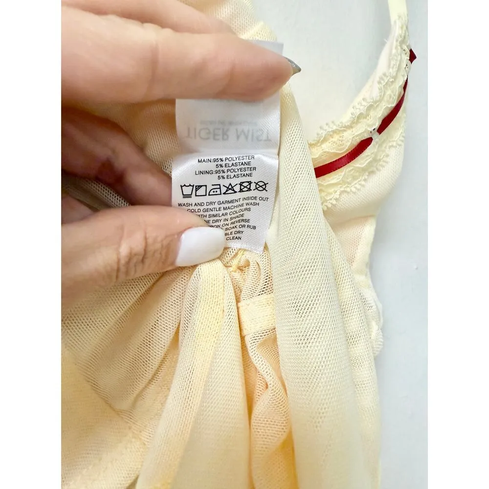 Tiger Mist Fennel Lace Trim Camisole Top & Maxi Skirt Set Pale Yellow Women's XS - Image 8