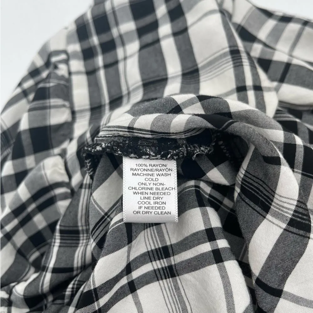 LOFT ANN TAYLOR Top Peplum Plaid Blouson Henley B&W Business Casual Size Small - Image 10