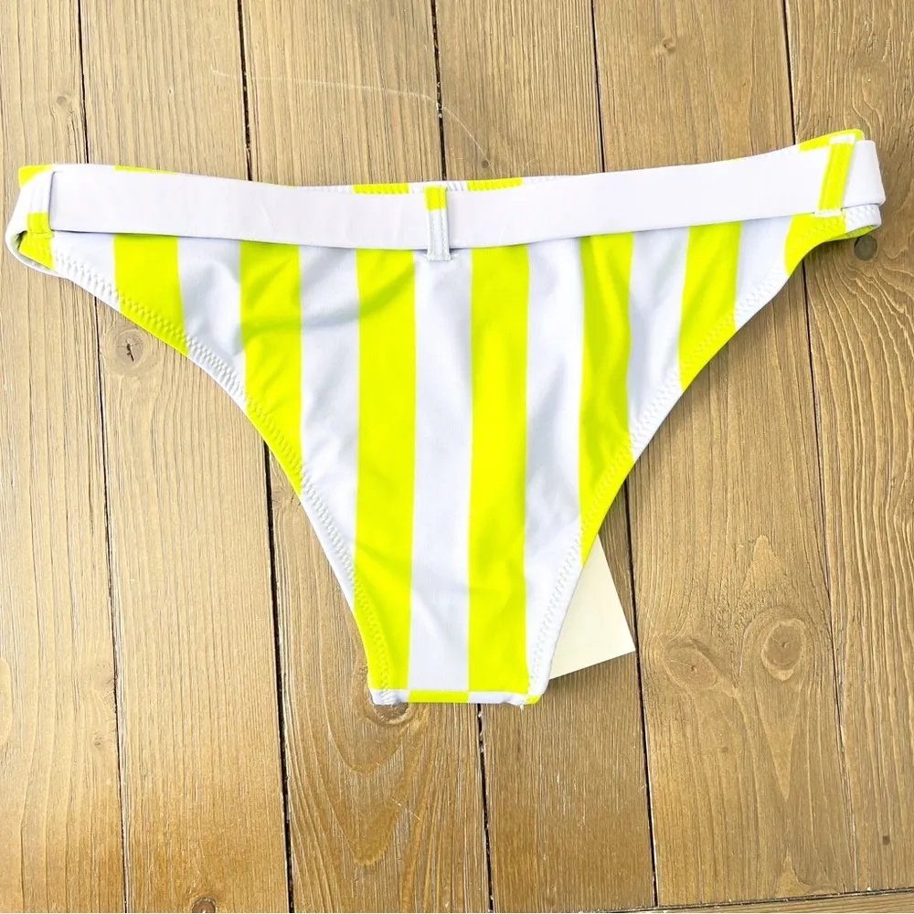 Solid & Striped  Rachel Belt Bikini Bottom in Lavender Lime Stripe - Image 5