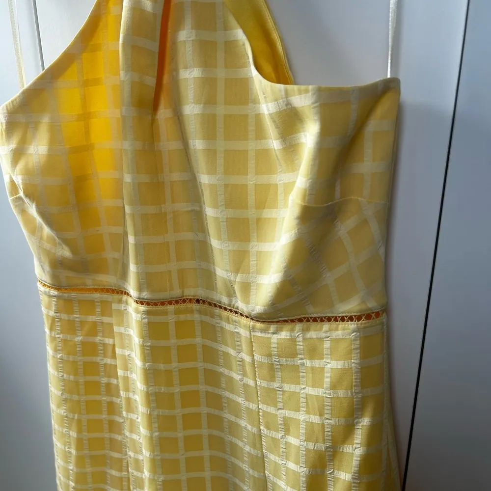 Likely Reni Check Ruffle Cocktail Midi Dress in Butter Yellow Size 8 Gently Used - Image 6
