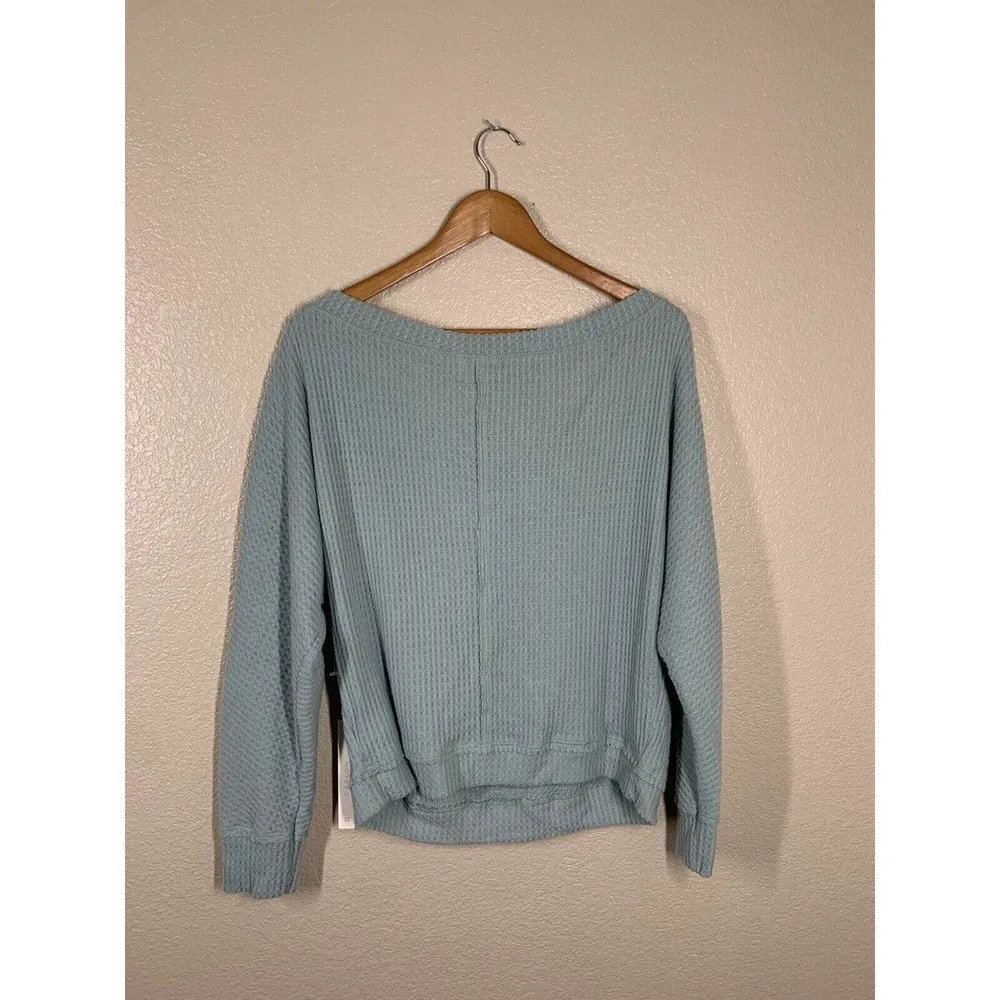 CASLON Small Dolman Sleeve Waffle Knit Thermal Top Blue Mineral New - Image 5