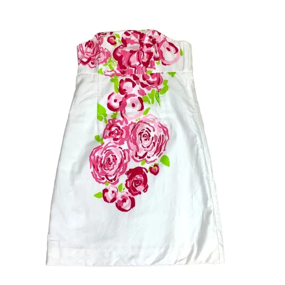 Lilly Pulitzer | Size 0 | Bowen White Pink Floral Trellis Print Strapless Dress - Image 6