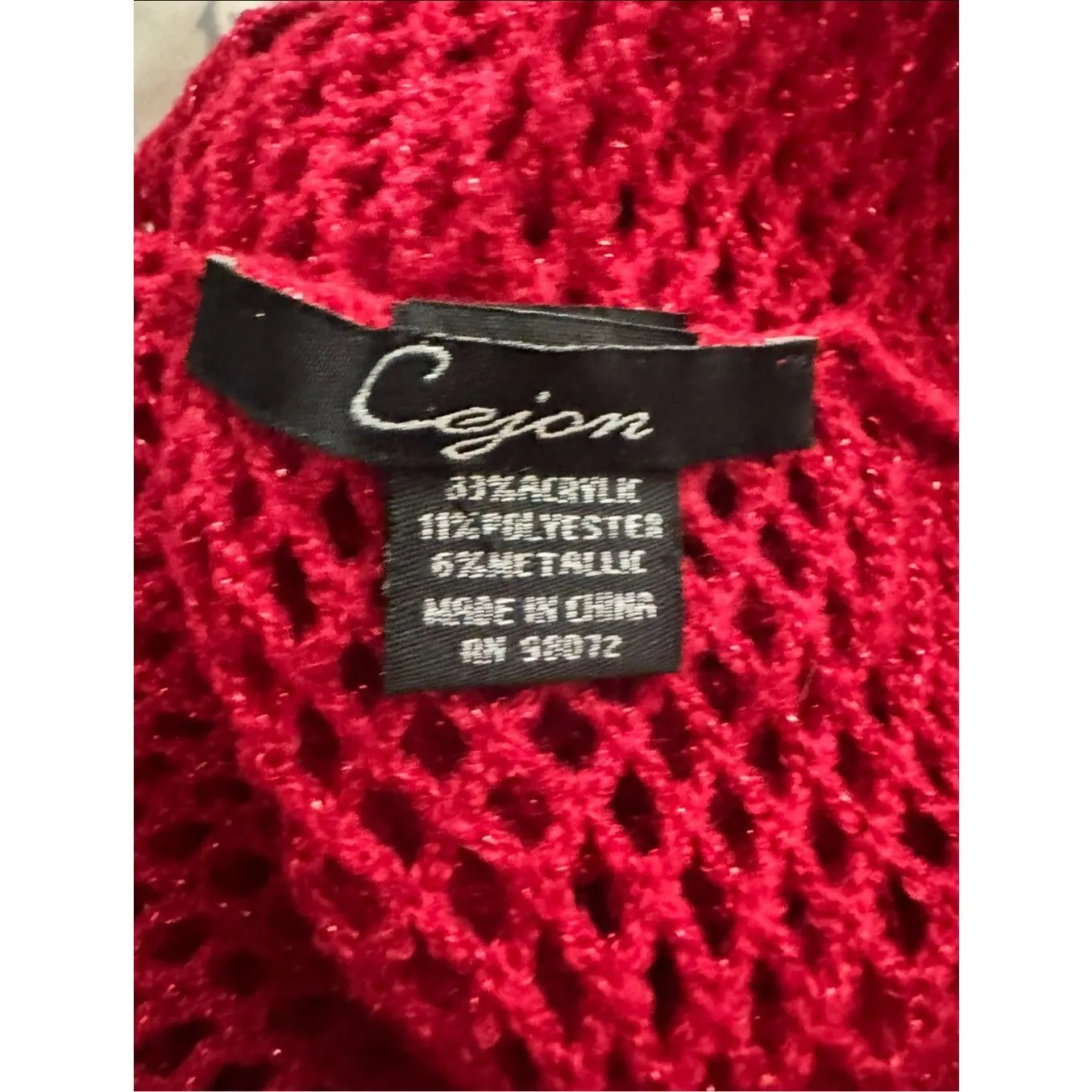 Cejon Red Metallic Knit Infinity Scarf - Image 4