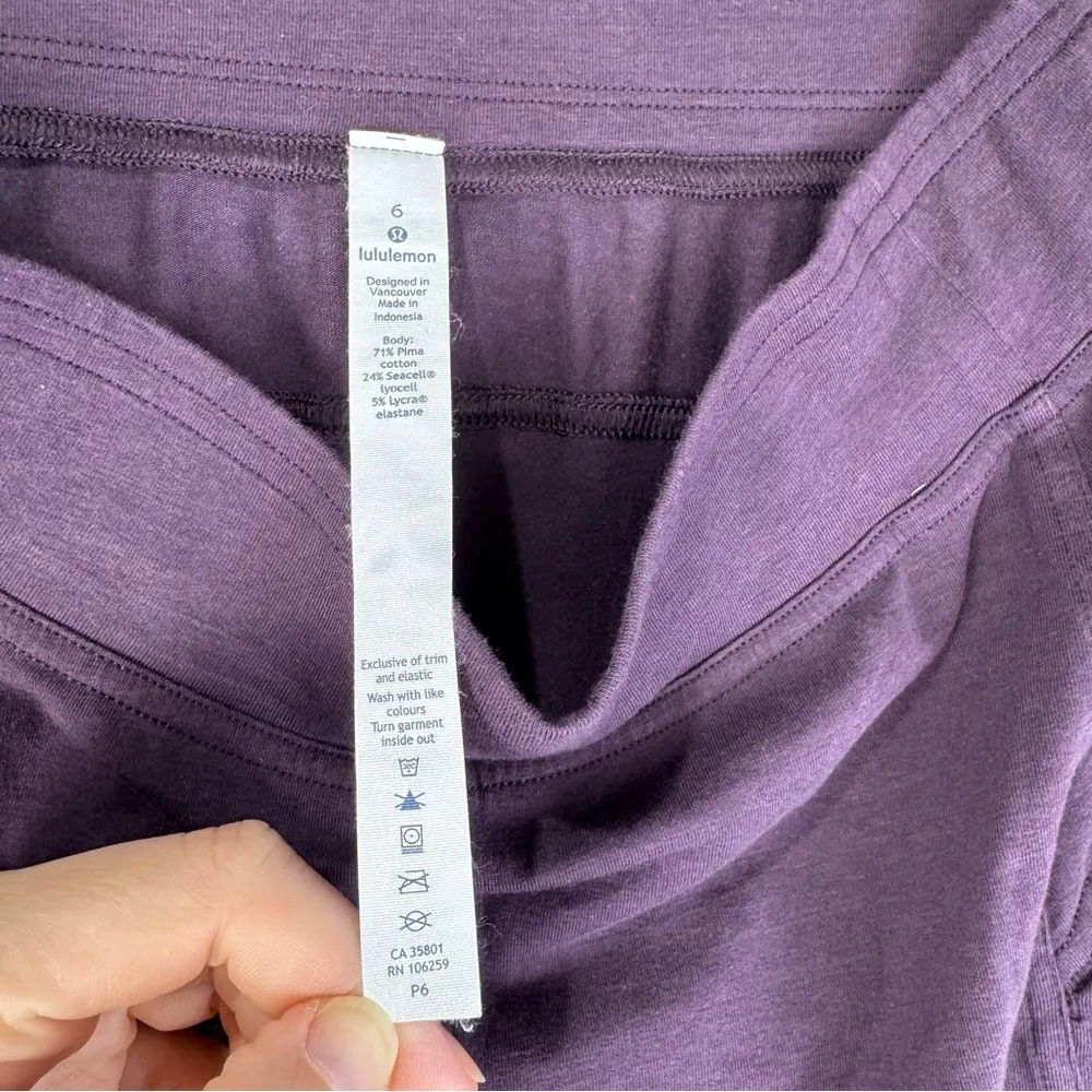 Lululemon Meant To Move Black Cherry Yoga 27” Jogger Pants Women’s 6 Pima Cotton - Image 3
