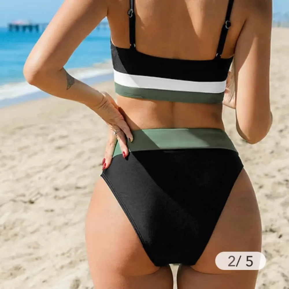 Cupshe Alegria Colorblock High Waisted Swim Bikini Bottoms Size M - Image 2