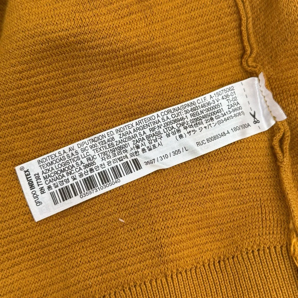 ZARA  Mustard Long Sleeve Knit Sweater Top Size M - Image 7