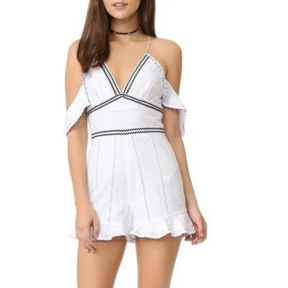 Saylor Shayna Romper White Navy - Image 9