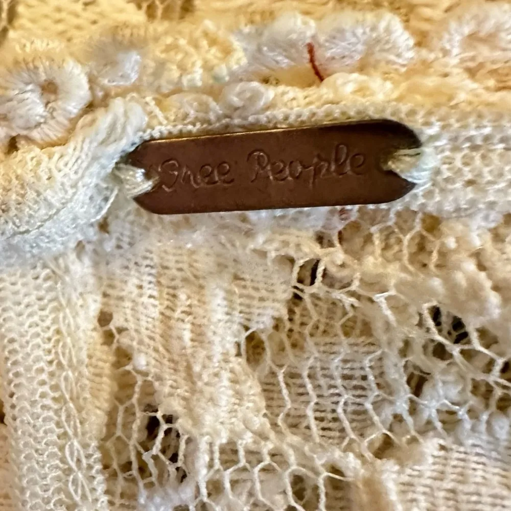 Vintage Free People Ethereal Victorian Lace Dainty Blouse Sheer Ivory Medium - Image 8