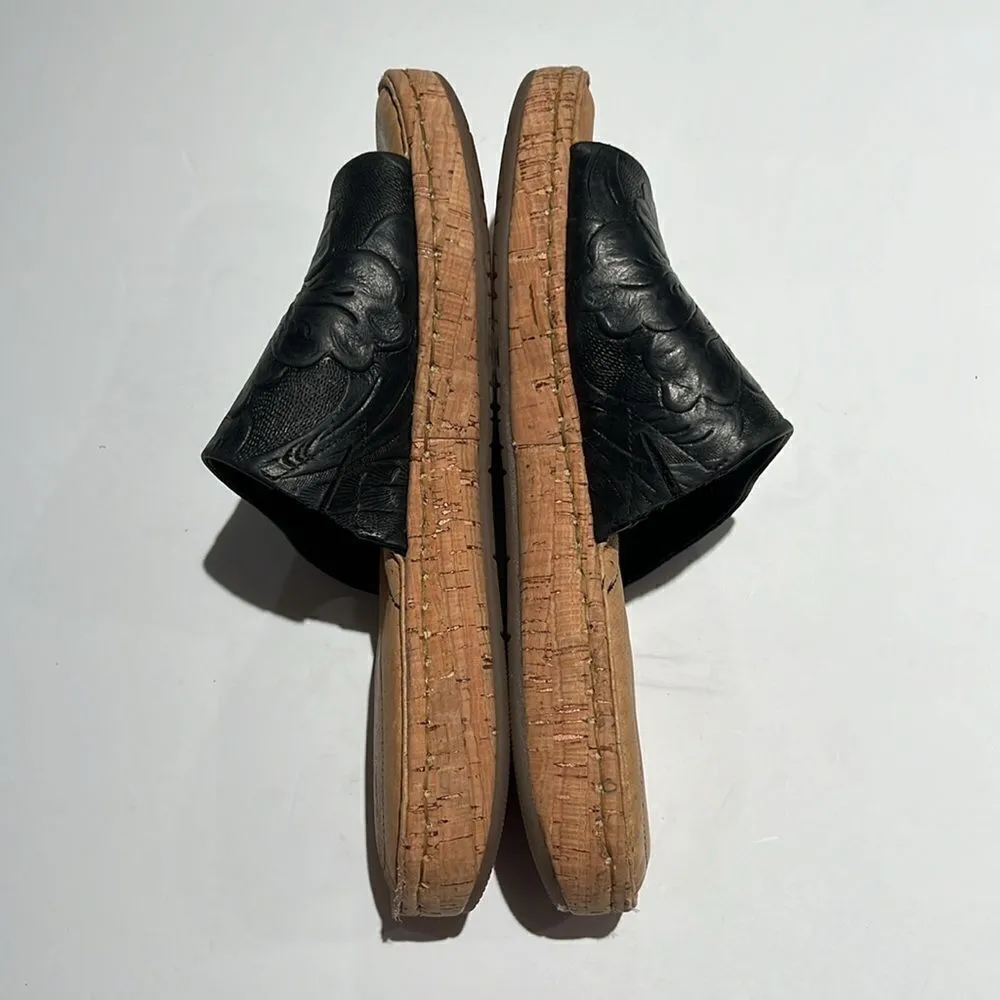 BØRN leather embossed Fish lake Tooled embossed born Sandals Size 10 B57 Black - Image 11