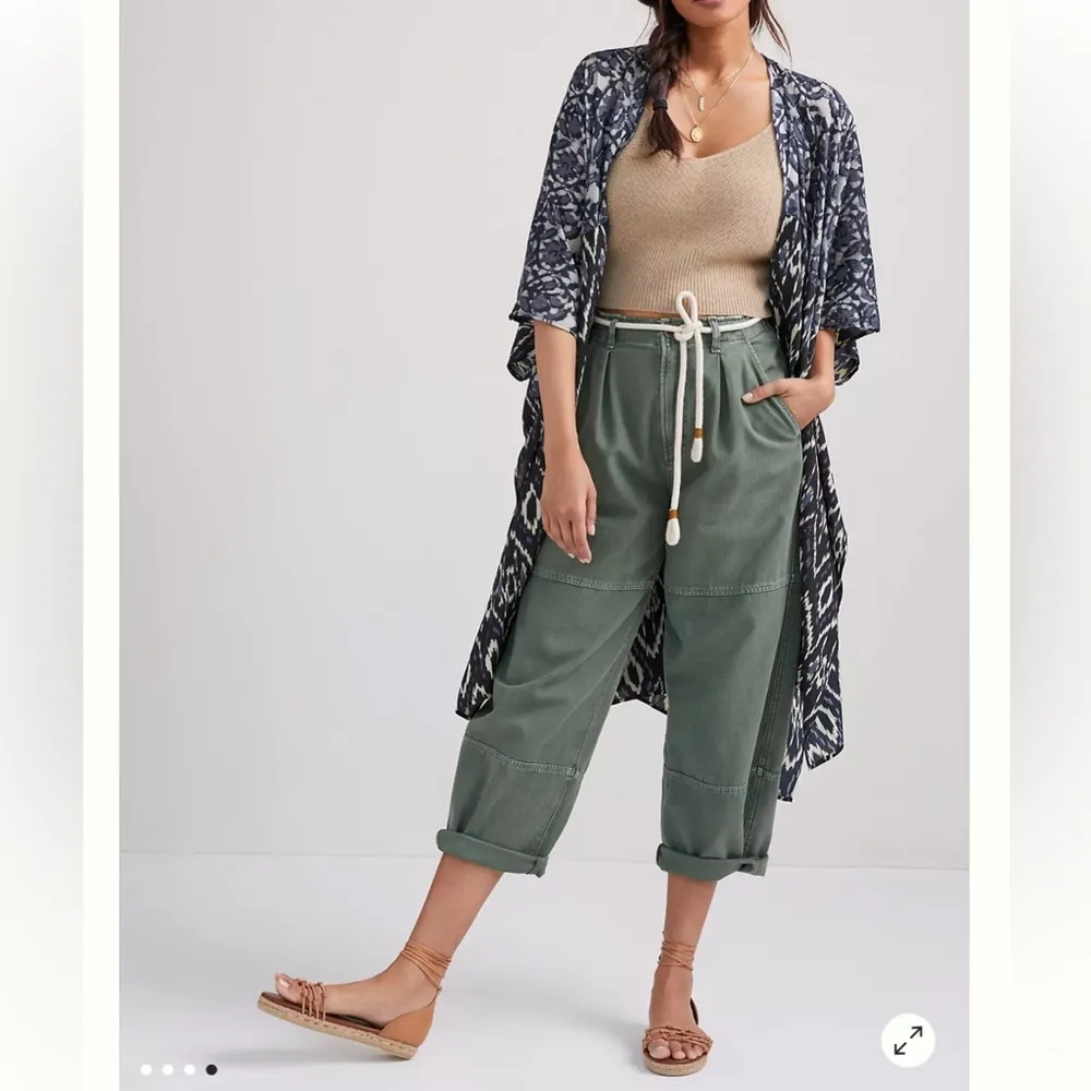 Anthropologie In Our Nature Kimono Top Cardigan Ikat Midnight One Size. E34 Blue - Image 8