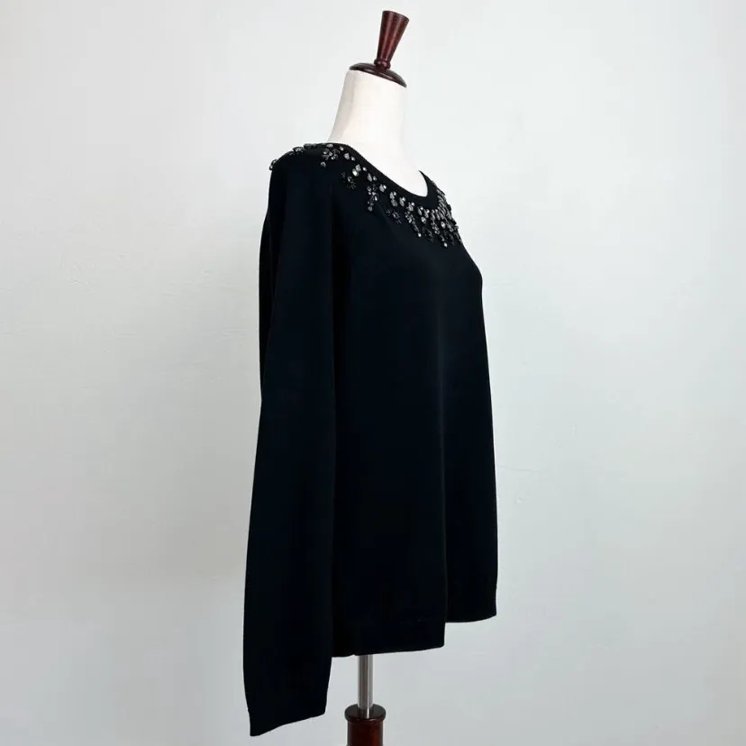 $129 Talbots Black Beaded Fair Isle Design Sweater RSVP - Image 8