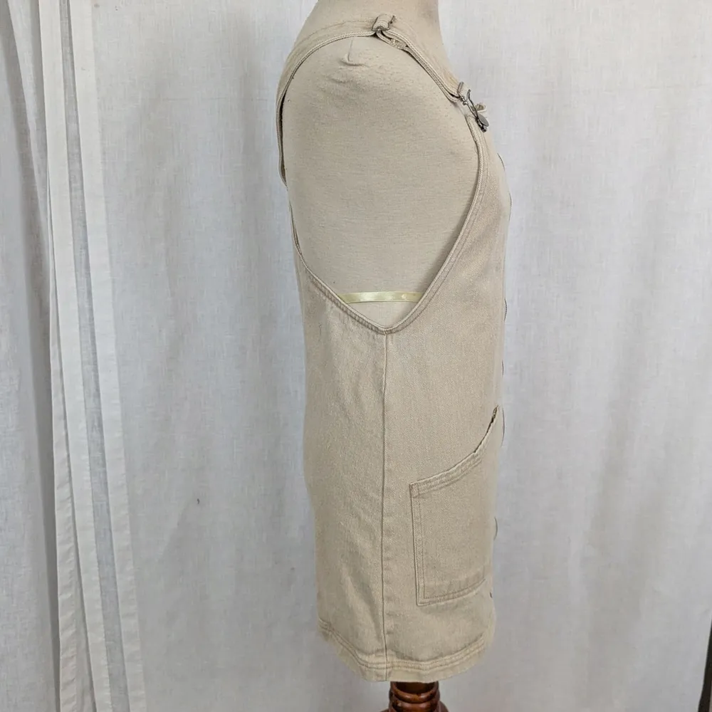100% Cotton Twill Canvas Zip Up Overall Style Mini Dress Small - Image 7