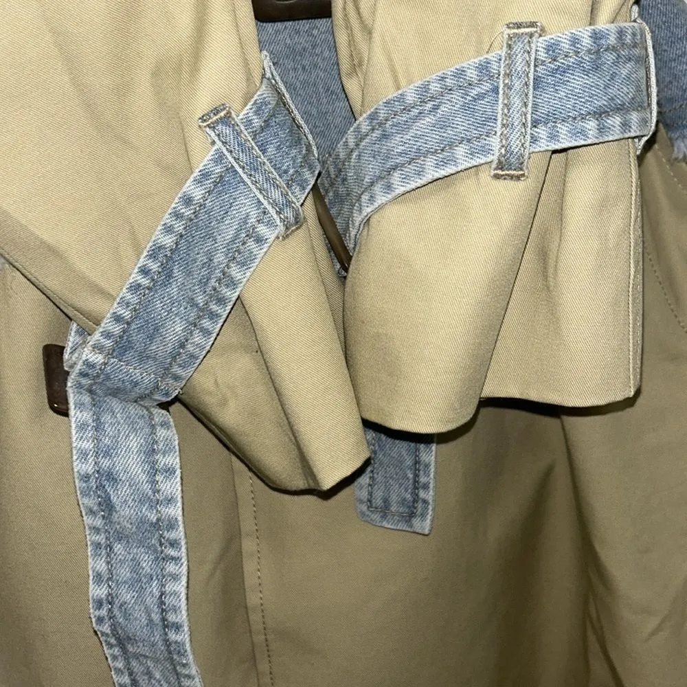 DO by Dee Ocleppo Two Tone Blue & Beige Trench Coat(Size Medium) - Image 10