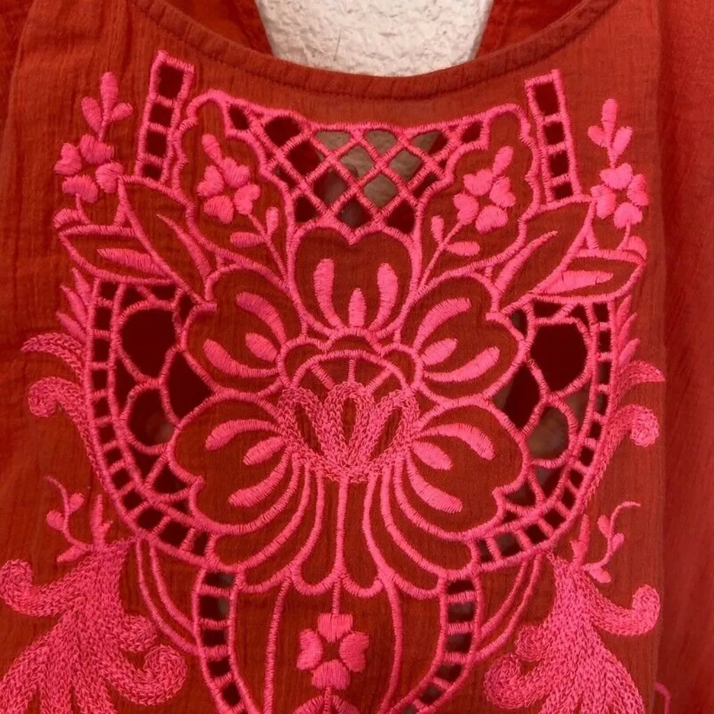 Jun & Ivy Francesca's Sheer Embroidered Cut Out Blouse - Image 6