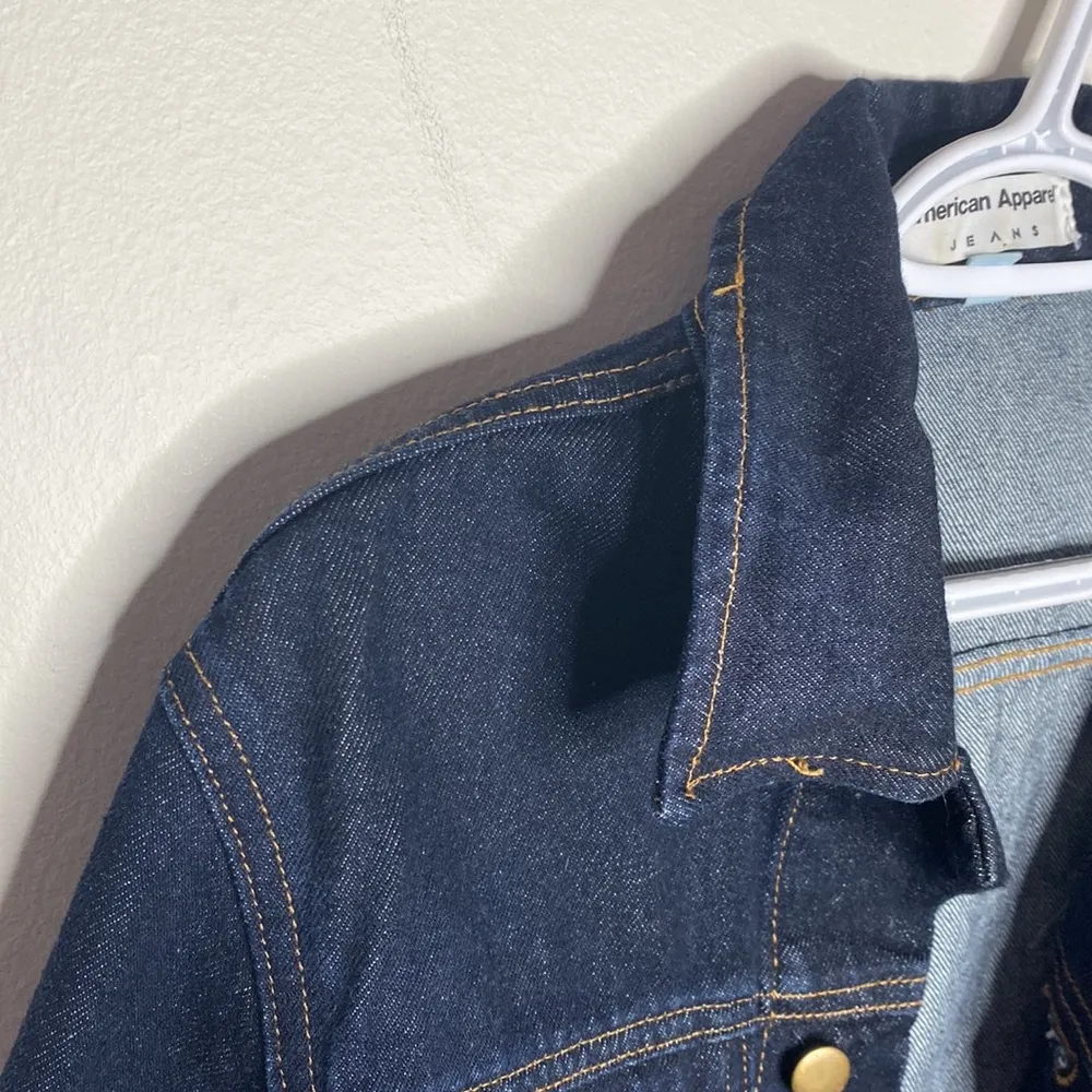Vintage American Apparel resin dark wash Denim trucker Jacket size XXS - Image 6