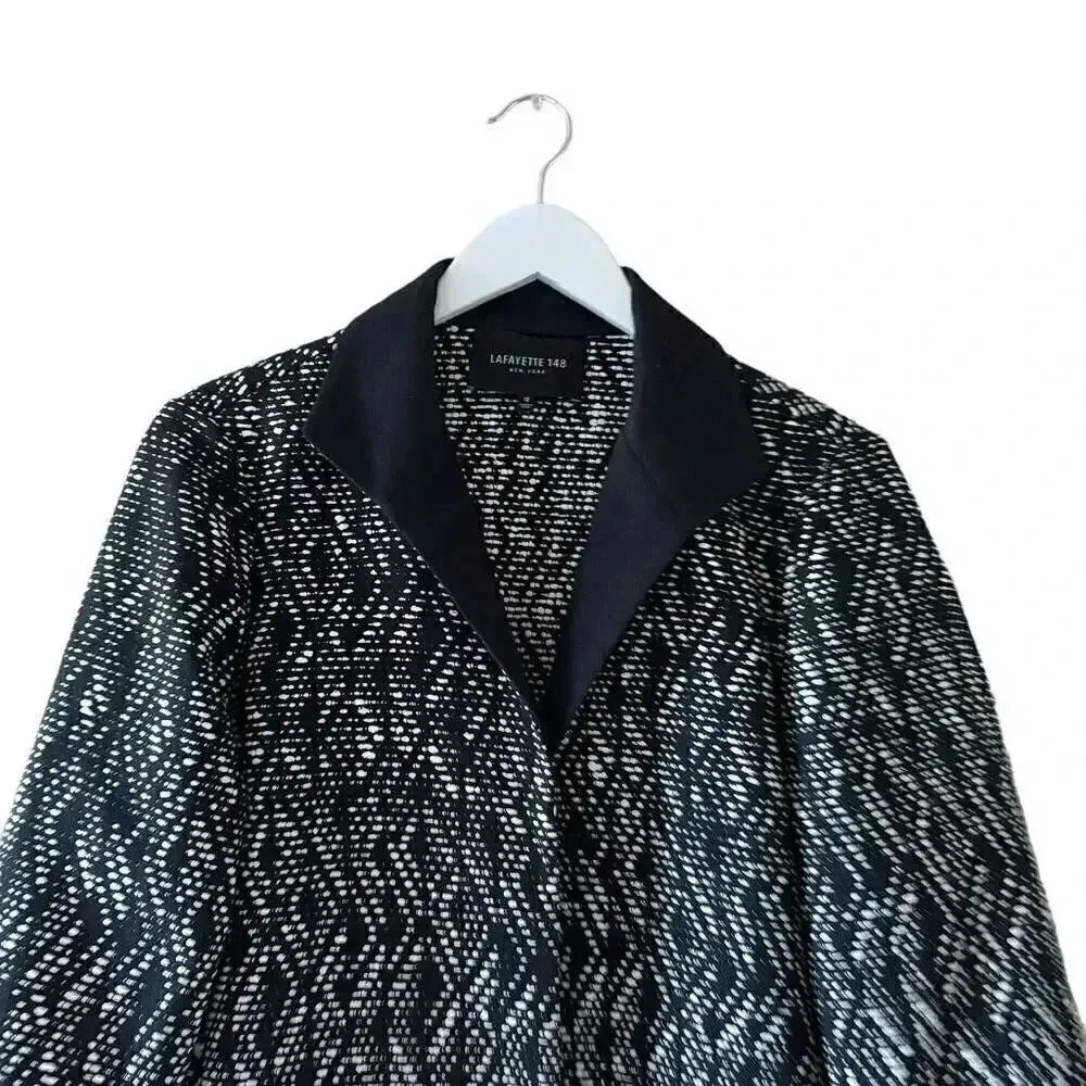 Lafayette 148 Women’s Blazer Black White Flat Hook and Eye Closure Versatile 12 White - Image 4