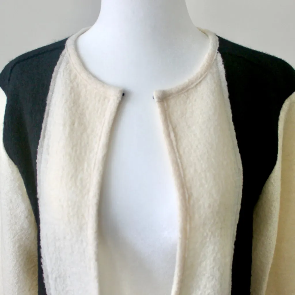 NWT Kasper 100% Wool Cream Black Professional Sweater Jacket Petite Large - Image 3