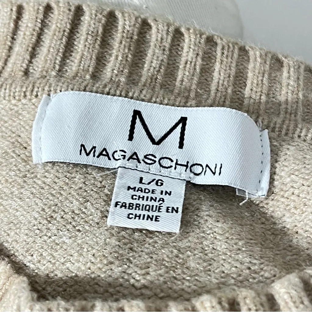 Magaschoni Women's Classic Tan Crew Neck Sweater Size Large - Image 7