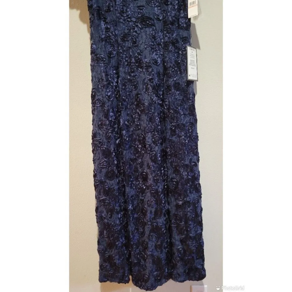 Alex Evenings Sequin Floral Lace Ribbon Rosette Round Neck Short Sleeve Gown - Image 7