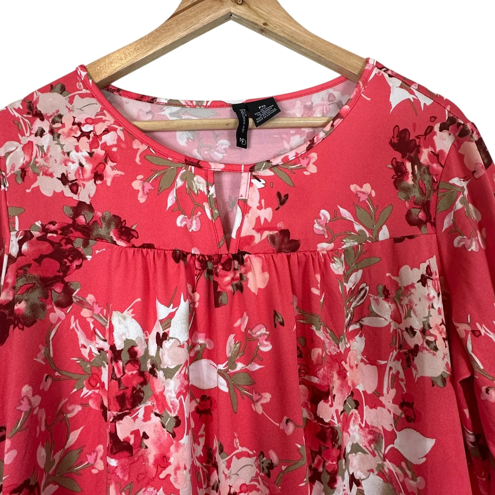 New Directions Blouse Womens PXL Pink Floral Bell Sleeve Cottagecore Romantic Size undefined - Image 2