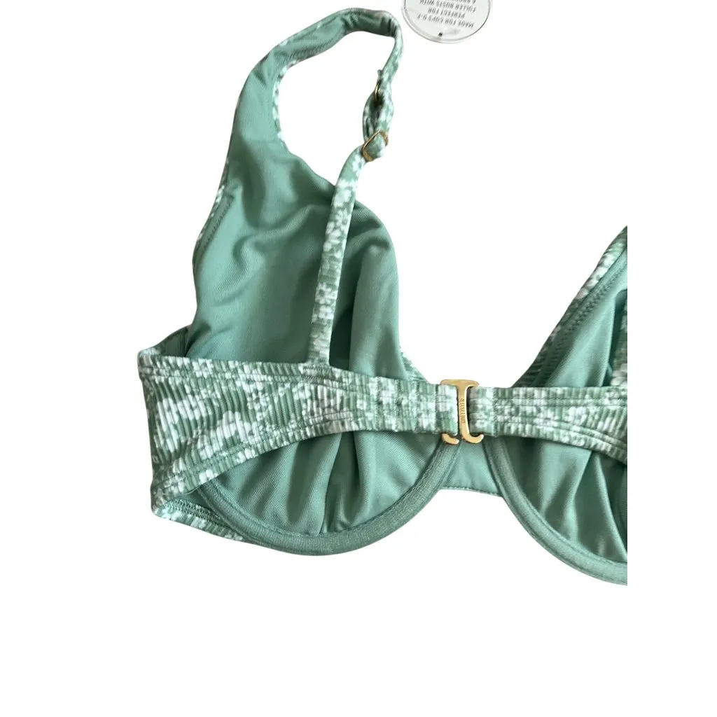 HOLLISTER Green Floral Bikini Swim Top Size Curvy Small NEW NWOT - Image 4