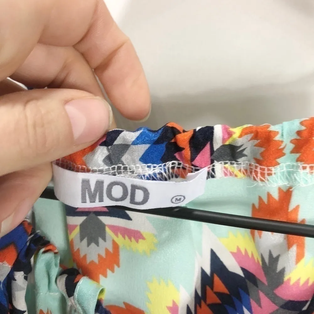 MOD Blue Aztec print sleeveless tassel blouse - Image 7