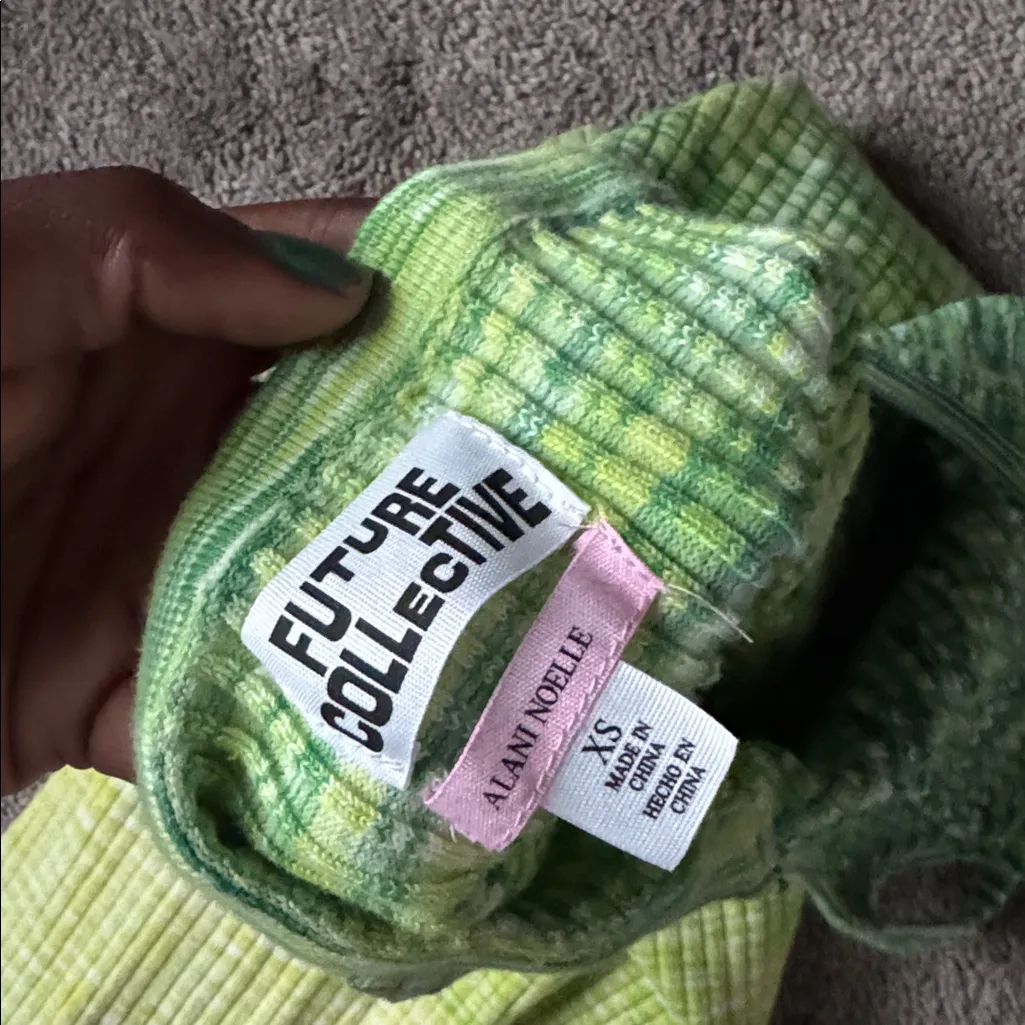 Future Collective Alani Noelle Green Ombre Halter Tie Neck Knit Dress SIZE XS - Image 6