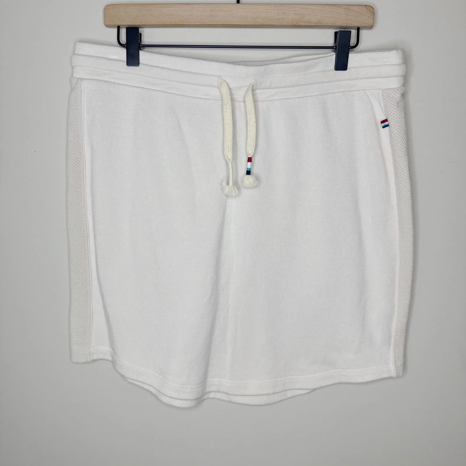 Sol Angeles Mesh Scallop Drawcord Mini Skirt MSRP $104‎ Size XL Ecru Soft Fleece - Image 10