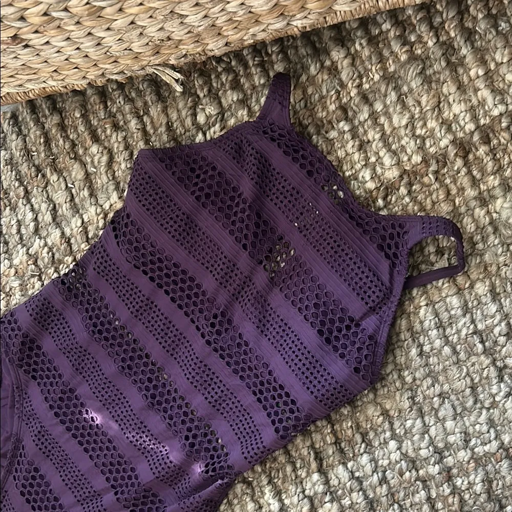 Bleu Rod Beattie Plum Purple Eyelet One Piece Swim Size 12 - Image 5