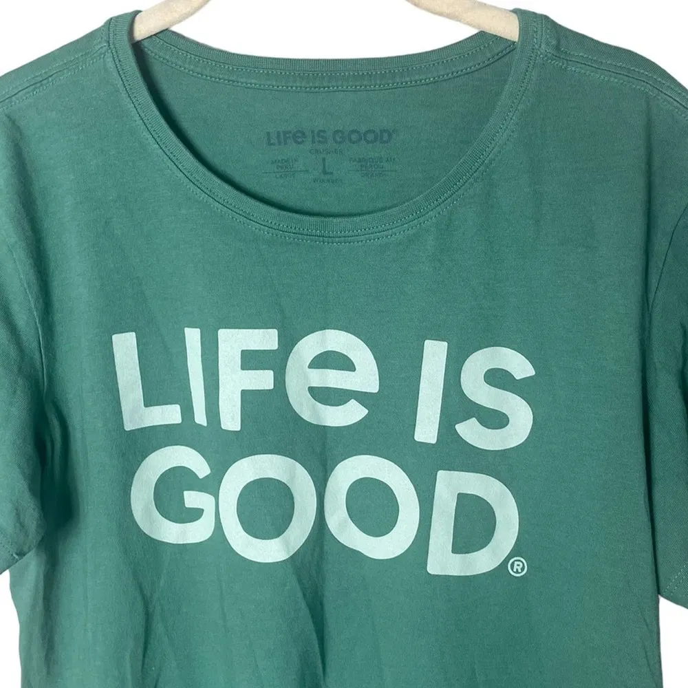 Life is Good Women’s Green Graphic T-Shirt Size Large - Image 2