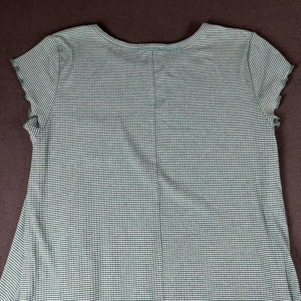 Hem Thread Large Green White Striped Cap Sleeve‎ Pullover Dress Lightweight - Image 8