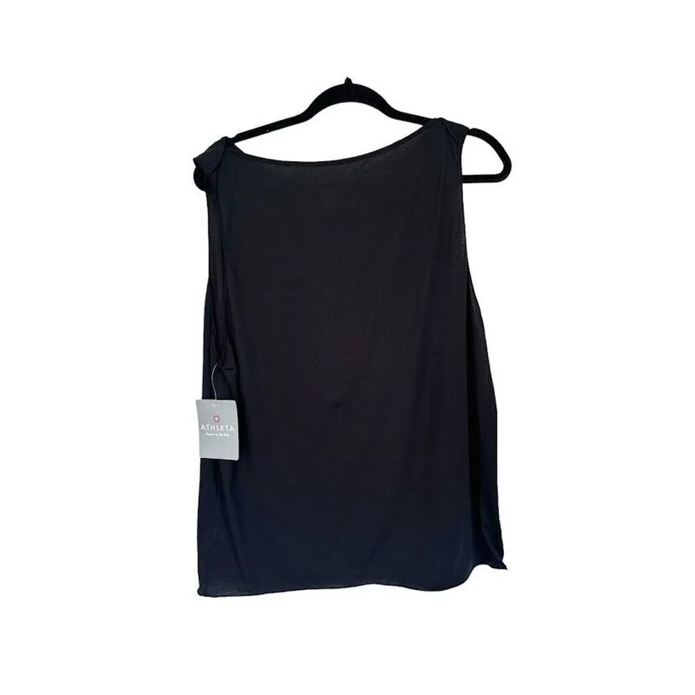 ATHLETA Size Large Black Essence Low Arm Athletic Tank Top Athleisure Yoga Basic - Image 2