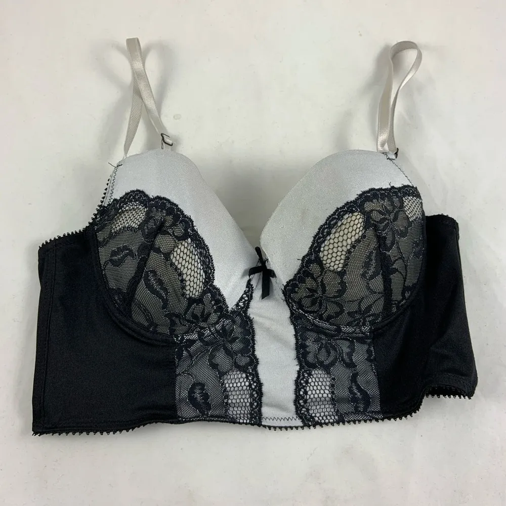 38C Sexy Grey Black Bustier crop top bra Size undefined - Image 3
