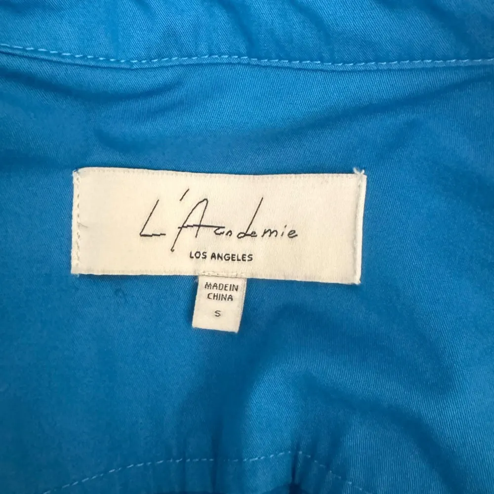L'Academie - NWOT Zenda Mini Button Down Dress Electric Blue Sz S - Image 6