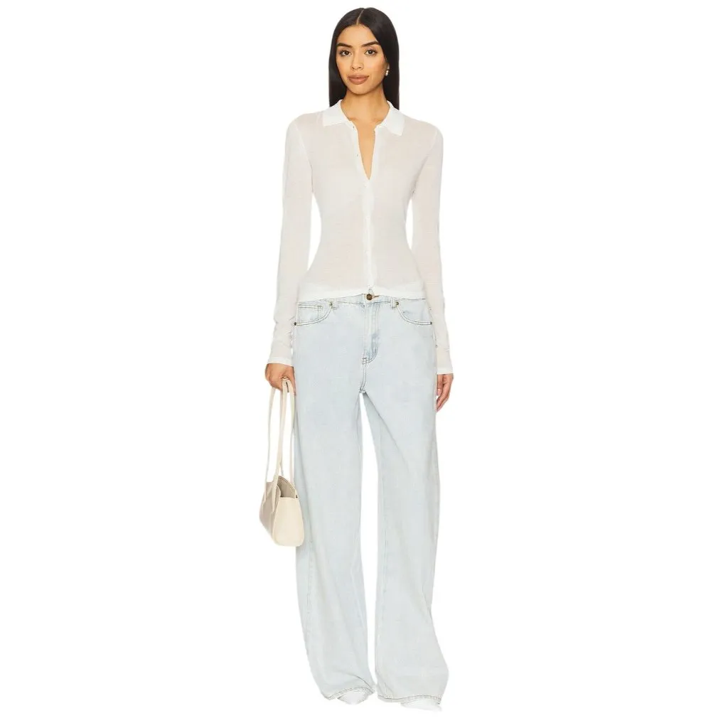 LIONESS Banks Long Sleeve Top in Ivory Small New Womens Blouse - Image 4