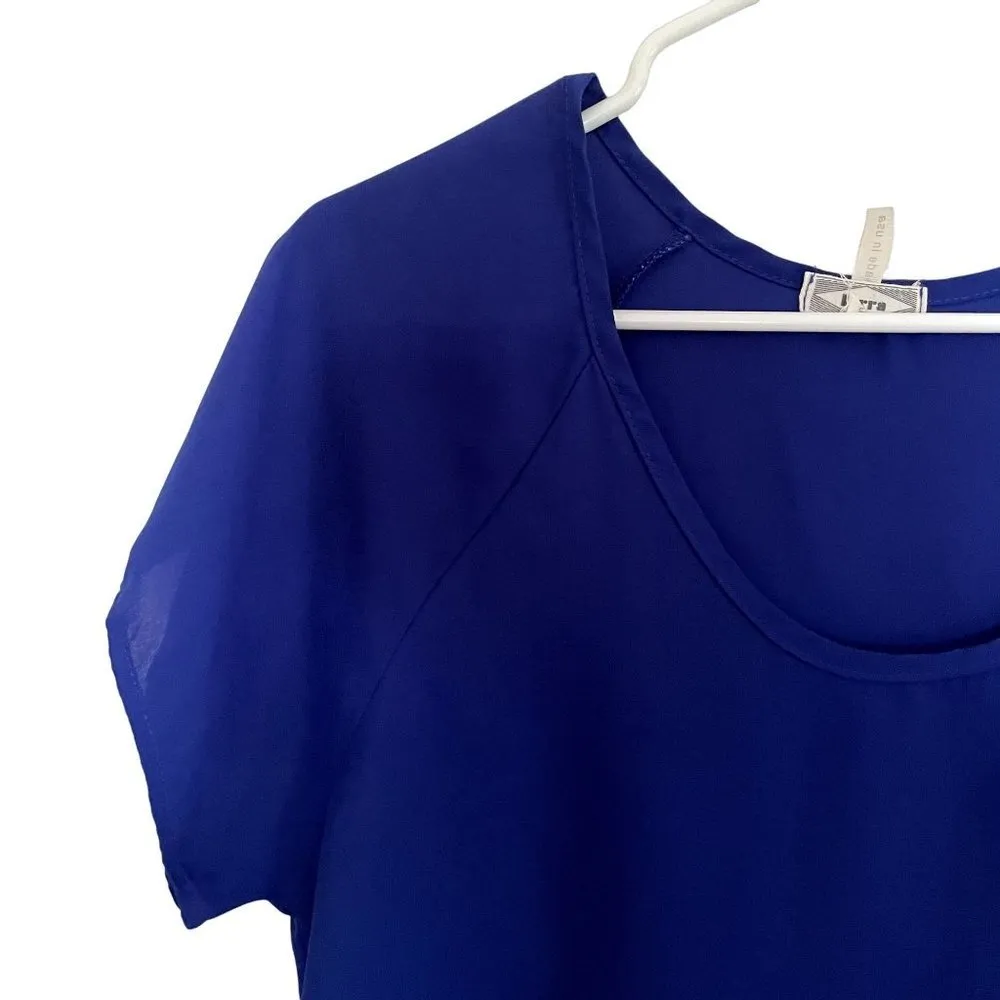 Kirra royal blue short sleeved lightweight summer top pocket casual bright - Image 2
