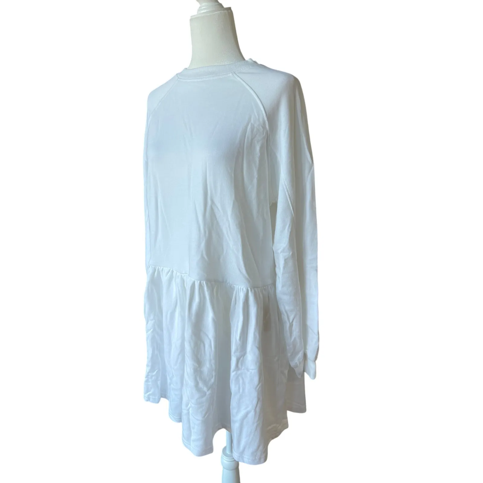 Missguided Anthropologie Oversized White Sweatshirt Mini Dress Women Size 2 Tall - Image 3