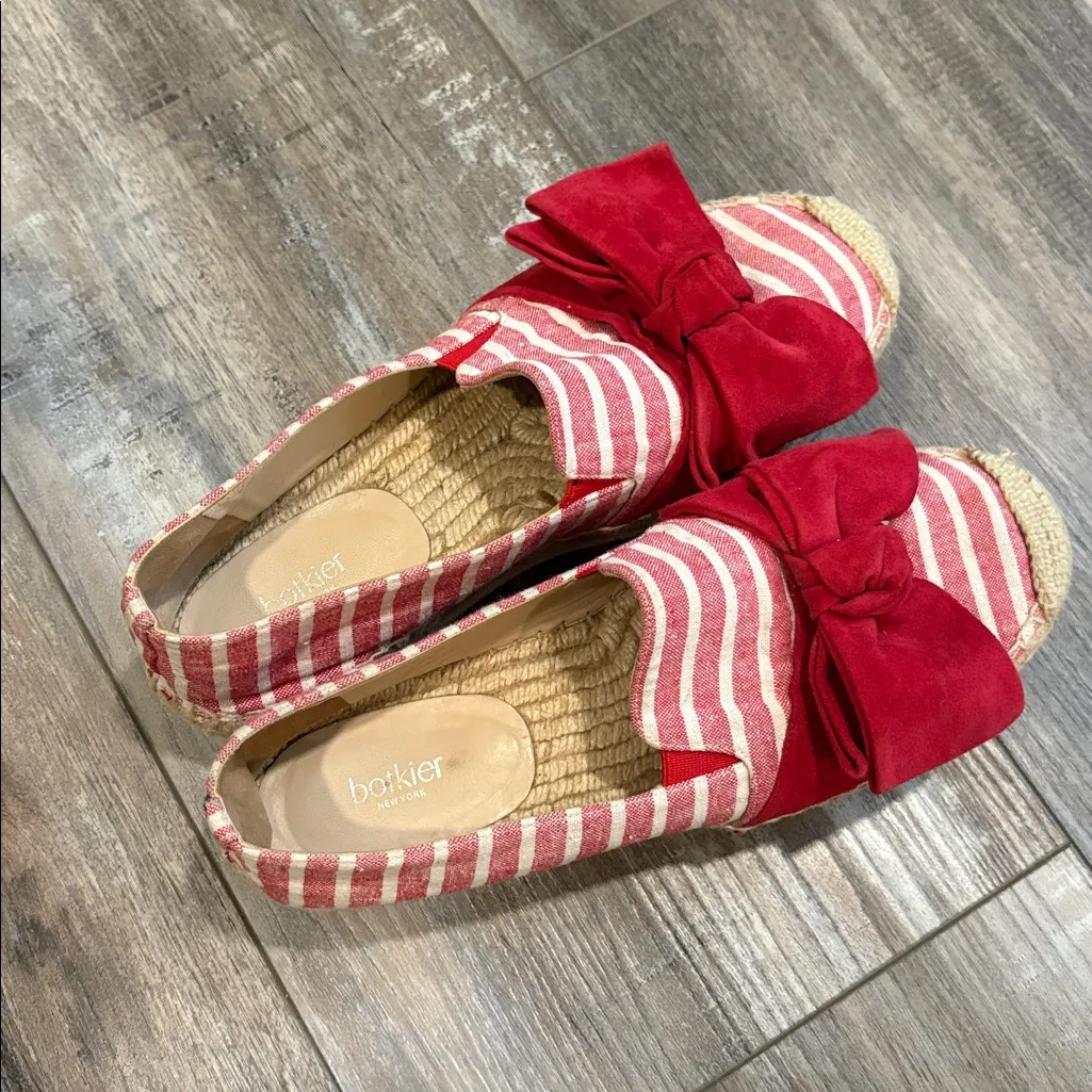 Botkier Espadrille Wesley Red Striped Bow Platform Shoes size 8 - Image 3