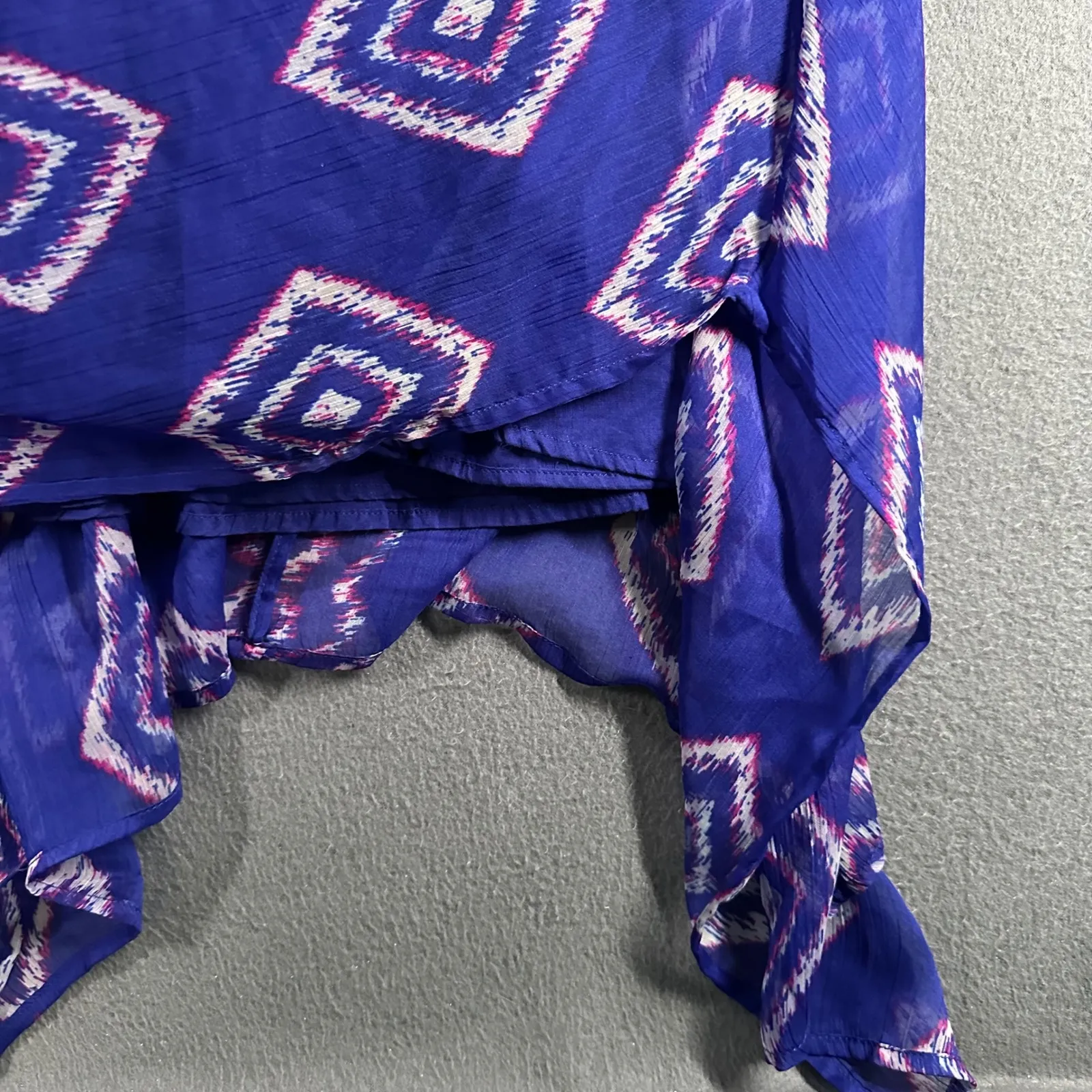 Billabong Handkerchief Hem Maxi Dress Small Royal Blue Geometric Print Cover Up - Image 5