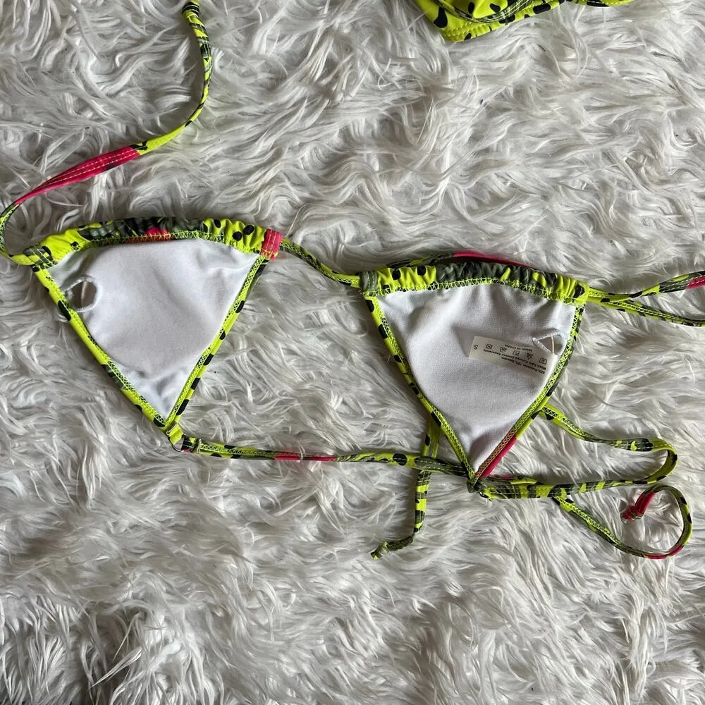 Neon printed bikini size S Green - Image 5