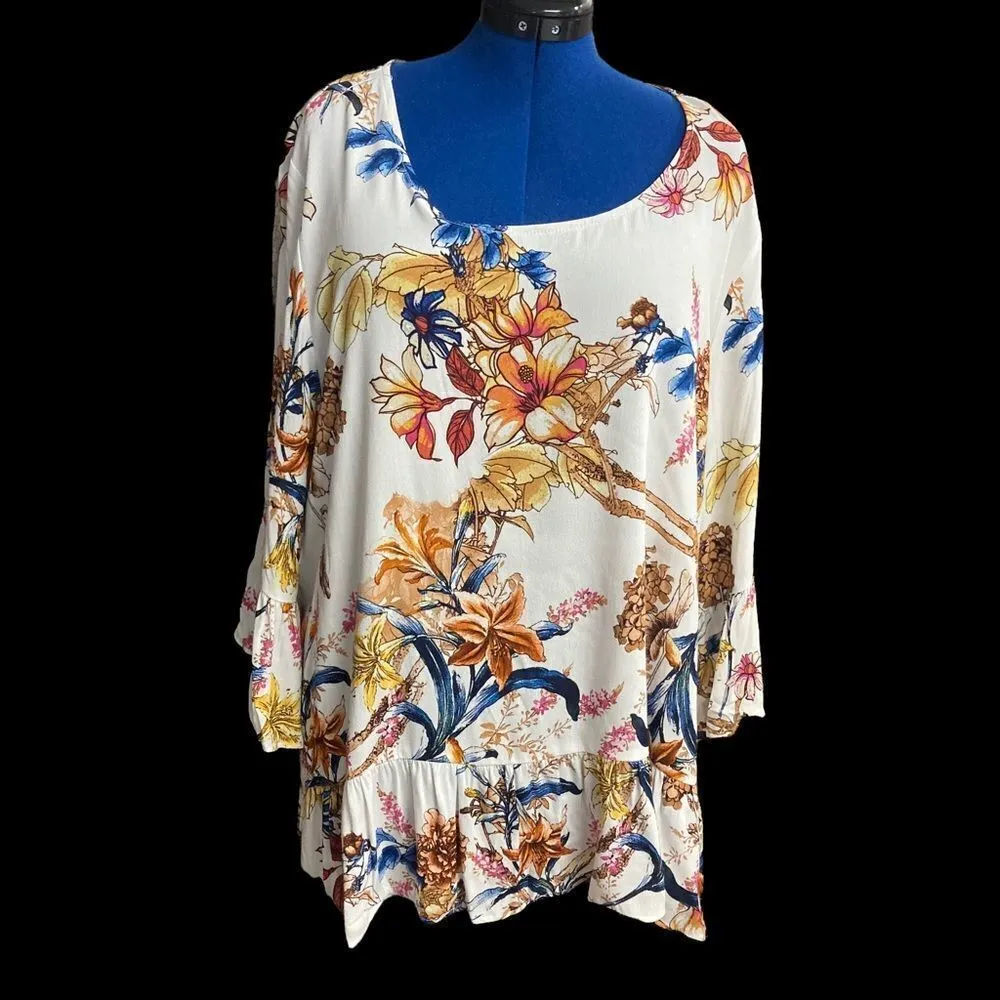 KAREN KANE‎  Women’s Multicolored Fall Leaf Design Top Size 2X Style Flo - Image 4